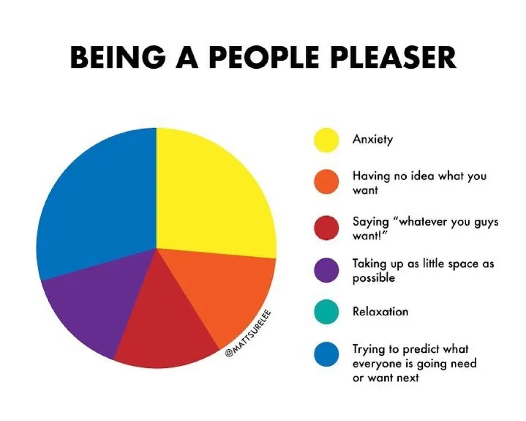 A comedic pie graph that breaks down the various anxieties an average person with a people pleasing personality deals with daily.